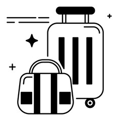 Luggage icon style black fill  design. vector illustration 