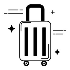 Wheeled Luggage icon style black fill  design. vector illustration 