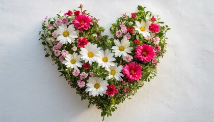 Flores en pared formando un corazón