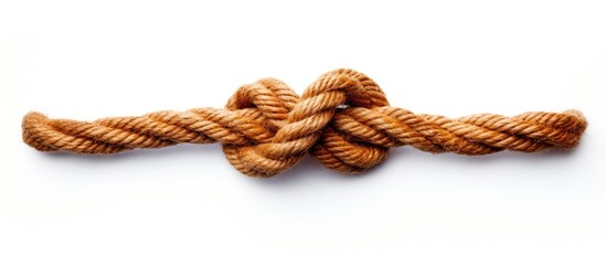 A tangled rope on a white surface - obrazy, fototapety, plakaty