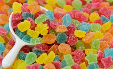 colorful gelatin jelly fruity mix with sugar