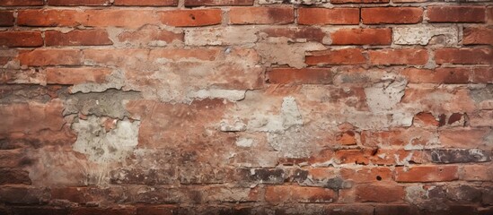 A weathered brick wall covered in colorful paint