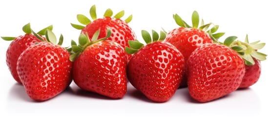 Red strawberries on white background