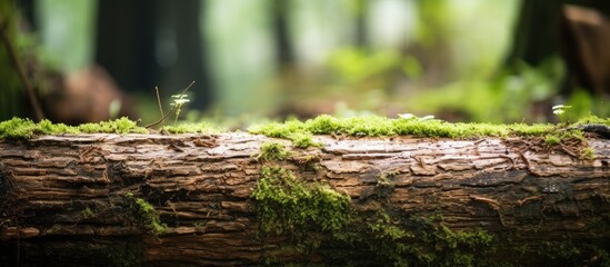 A mossy log in a forest - obrazy, fototapety, plakaty