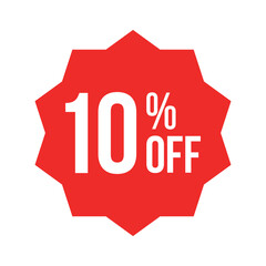 red 10 percent discount label on white background