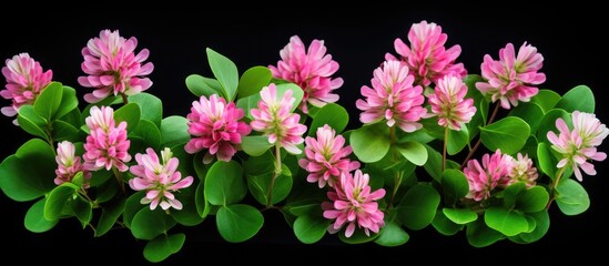 Pink blossoms against dark background