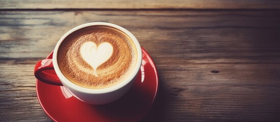 Coffee cup with heart symbol - obrazy, fototapety, plakaty