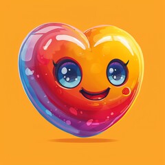 Fototapeta premium Cheerful cartoon heart exaggerated features high angle vivid hues