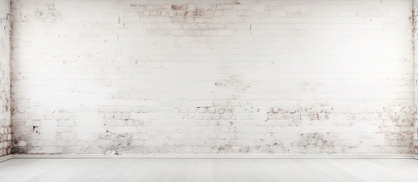Serene Empty Room with Warm Brick Wall and Polished Wooden Floor
