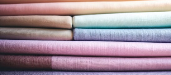 Organized Stack of Neatly Folded Linen Cloths in Various Earthy Tones