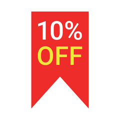 red 10 percent discount label on white background