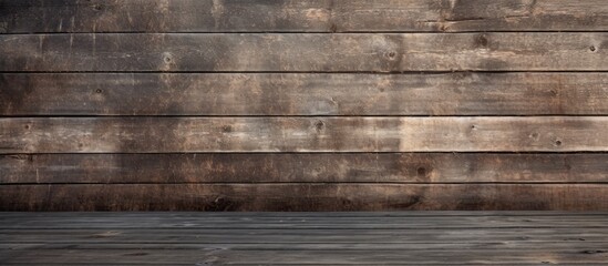 Fototapeta premium Wooden wall with dark brown floor