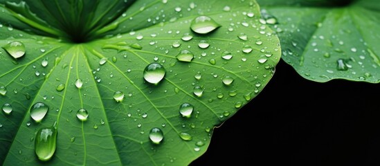 A single leaf covered in water droplets