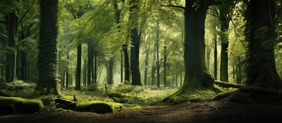 Enchanted Forest: Lush Greenery, Vibrant Trees, and Mossy Landscapes