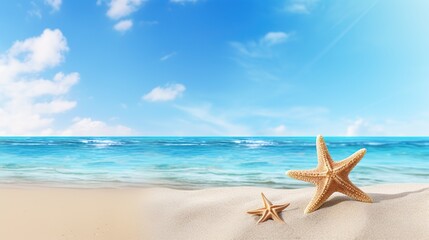 Fototapeta na wymiar view of starfish on beautiful white sand beach