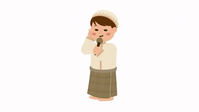 Muslim Boy Call Adzan Animation
