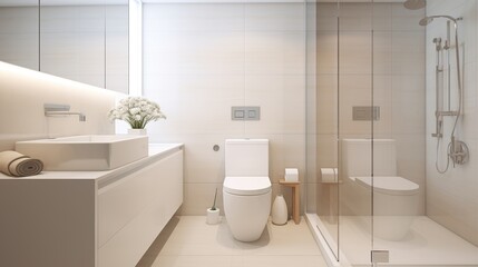 Fototapeta na wymiar modern toilet and clean white bathroom