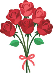 Bouquet of red roses on a white background. Vector illustration