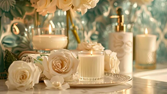 A collection of luxurious bath and body products from scented candles to silky lotions invites customers to pamper hardworking mothers. The soothing scents and delicate