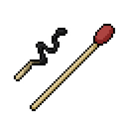 Obraz premium pixel art of used burnt matchstick