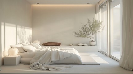 elegant white modern bedroom interior 