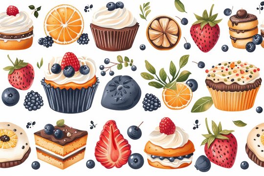 Assorted Cupcakes and Muffins Painting