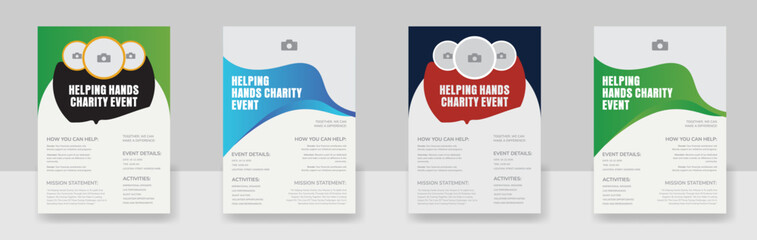 Charity and donation poster design templates, Charity flyers for fundraisers. Helping Your Charity flyer. - obrazy, fototapety, plakaty