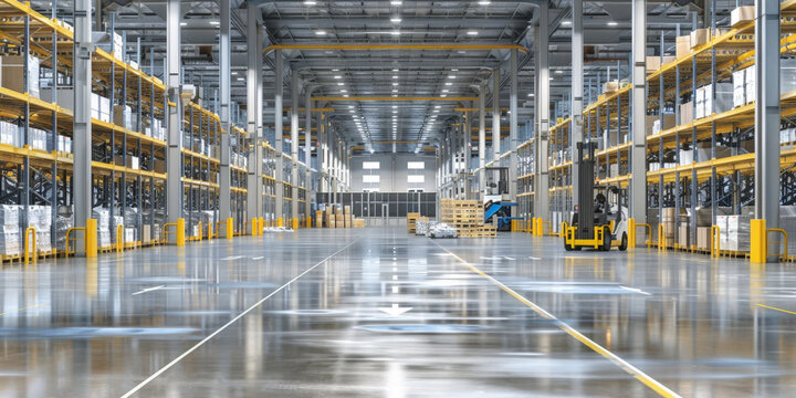 empty warehouse with rows and columns lined up,Warehouse industrial and logistics companies. Commercial warehouse. Huge distribution warehouse with high shelves.