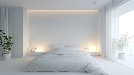 elegant white modern bedroom interior 