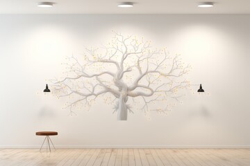 Large White Tree on Wall in Room
