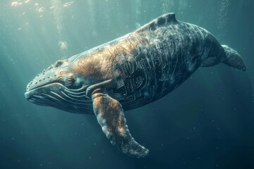 Humpback Whale Swimming in Ocean
