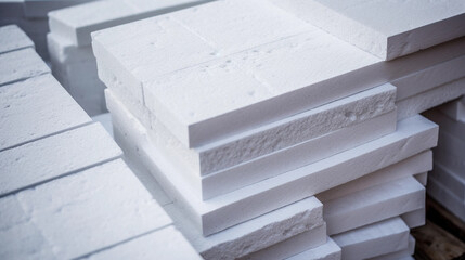 Sheets of expanded polystyrene for house thermal insulation during constructions. Insulating Your Home with Expanded Polystyrene Sheets: A Step-by-Step Guide - obrazy, fototapety, plakaty