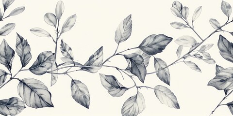 Obraz premium Delicate botanical illustrations: Exquisite hand-drawn beauty on white backdrop.