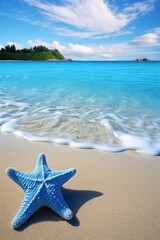 Fototapeta na wymiar star fish on blue beach sands