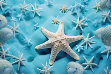 star fish on blue beach sands