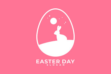 Easter Day Rabbit Egg Vector Logo Design