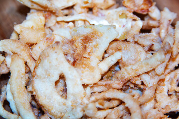 French fried onion close up
