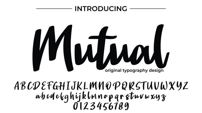 Mutual Font Stylish brush painted an uppercase vector letters, alphabet, typeface