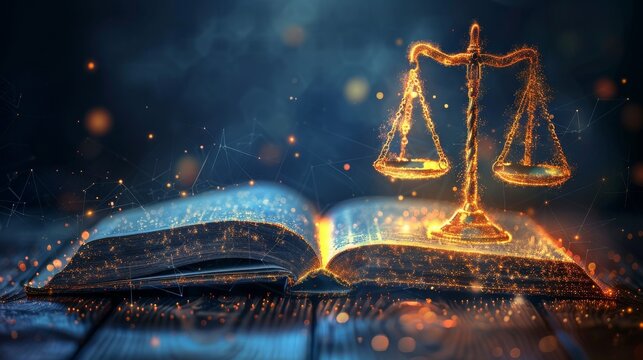 Justice, law education concept open book and scales