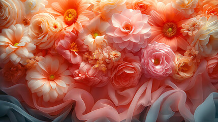 Colorful fabric flowers with ombre silk 