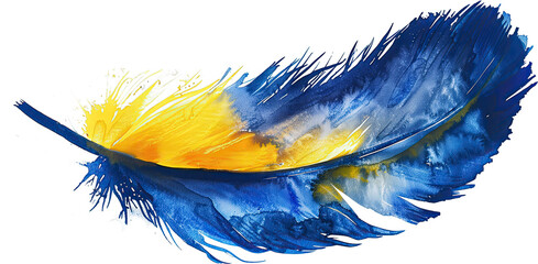 Blue and yellow ostrich feather