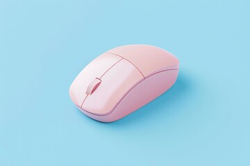 3D render of minimalist mouse icon, on isolated pastel sky blue background, Generative AI