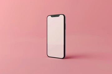 3D render of minimalist smartphone icon, on isolated pastel pink background, Generative AI