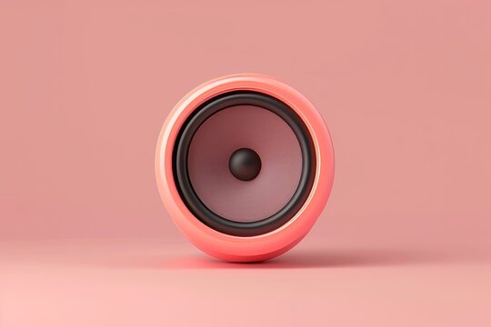 3D render of minimalist speaker icon, on isolated pastel peach background, Generative AI