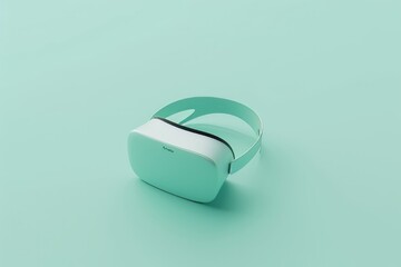 3D render of minimalist VR headset icon, on isolated pastel mint background, Generative AI