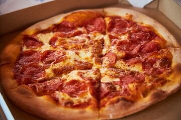 Pizza in a box, fast food. Fast food for events or leisure