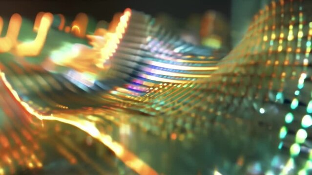 A closeup of a photonic crystal waveguide. The intricate structure is designed to control the flow of light a critical component in the functionality of photonic devices.
