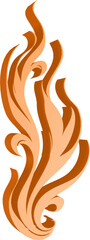 3D illustration render of abstract fire symbol of different shapes and colors on a transparent background