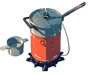 Camp stove illustration isolated on transparent background.