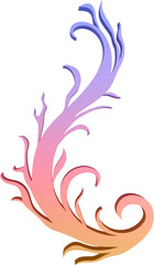 3D illustration render of abstract fire symbol of different shapes and colors on a transparent background